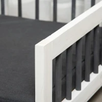 PawHut Wood Dog Bed with Supportive Cushion, Elevated Dog Bed with Removable Cushion Cover, Cute Dog Bed Frame with Pine Wood, Black and White Dog Bed(m-8)