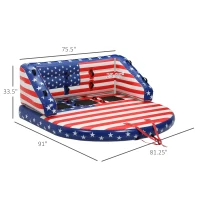 Outsunny 3 Person Towable Tubes for Boating, Spacious Family Size Inflatable Boat Tube Blow Up Couch w/ Front and Back Tow Points for Multiple Riding Positions Water Sports, American Flag Pattern(m-3)