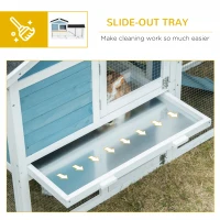 PawHut Rabbit Hutch, Wooden Bunny Hutch, Guinea Pig Cage, Small Animal Enclosure with Run Area, Removable Tray, Asphalt Roof, Lockable Doors and Ramp, Light Blue(m-6)