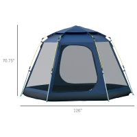 Outsunny 6 Person Camping Tent w/ Pop-up Design, 4 Windows, 2 Doors, Portable Carry Bag(m-3)