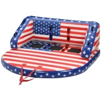 Outsunny 3 Person Towable Tubes for Boating, Spacious Family Size Inflatable Boat Tube Blow Up Couch w/ Front and Back Tow Points for Multiple Riding Positions Water Sports, American Flag Pattern(m-1)