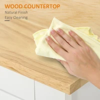 HOMCOM Modern Kitchen Cabinet, Storage Sideboard, Buffet Table with Rubberwood Top, 3 Drawers and Cabinet with Adjustable Shelf, White(m-5)