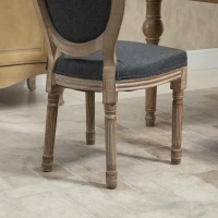 HOMCOM Vintage Armless Dining Chairs Set of 2, French Chic Side Chairs with Curved Backrest and Linen Upholstery for Kitchen, or Living Room, Grey(m-8)