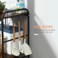 HOMCOM Kitchen Cart with Storage, 16"W Slim Rolling Cart, 4 Tier Kitchen Shelves on Wheels with Side Racks, 2 Basket for Fruit Vegetable, Utility Cart for Narrow Space, Laundry, Rustic Brown(m-7)