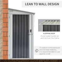 Outsunny 3.5' x 6' Lean to Garden Storage Shed, Outdoor Metal Tool House with Lockable Door Vents for Backyard Patio Lawn, Gray(m-5)