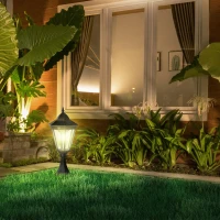 Outsunny 22" Outdoor Solar Lamp Post Light, All Weather Protection for Backyard, Black(m-2)