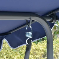 Outsunny 3-Person Porch Swing with Canopy, Patio Swing Chair, Outdoor Canopy Swing Bench with Adjustable Shade, Cushion and Steel Frame, Dark Blue(m-9)