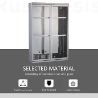 HOMCOM Vertical 24" x 16" Stainless Steel Bathroom Wall-Mounted Glass Medicine Cabinet(m-6)