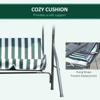 Outsunny 3-Person Porch Swing with Canopy, Patio Swing Chair, Outdoor Canopy Swing Bench with Adjustable Shade, Cushion and Steel Frame, Green(m-6)