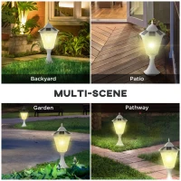 Outsunny 22" Outdoor Solar Lamp Post Light, All Weather Protection, for Backyard, White(m-6)