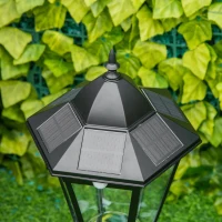 Outsunny 22" Outdoor Solar Lamp Post Light, All Weather Protection for Backyard, Black(m-9)