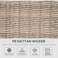 Outsunny 4pc Outdoor Patio Furniture Set, 2 Rattan Chairs, 1 PE Wicker Loveseat Sofa, 1 Center Coffee Table w/ Tempered Glass Table-Top, Soft Cushions for Garden, Cream White(m-4)