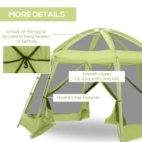 Outsunny Large Screen Tent, Hang Hook for Lantern at Night, 6-8 Person Tent Screen House, 2 Doors for Multiple-Person Entry, Breathable Outdoor Net Canopy Tent, Dome, 16' x 16', Green(m-6)