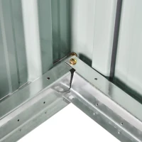 Outsunny 4' x 8' Steel Garden Storage Shed Lean to Shed Outdoor Metal Tool House with Lockable Door and 2 Air Vents for Backyard, Patio, Lawn(m-12)