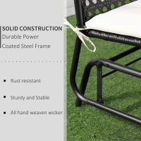 Outsunny 2-Person Outdoor Glider Bench, Handwoven PE Plastic Rattan Furniture, Cushioned Rocking Chair Loveseat for Backyard Garden Porch, Brown(m-5)