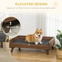 PawHut Elevated Dog Bed with Soft Sponge Cushion, Modern Wood Dog Bed, High and Upraised off of Durable Steel Legs, Coffee Bean, Jet Black(m-5)
