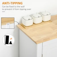 HOMCOM Modern Kitchen Cabinet, Storage Sideboard, Buffet Table with Rubberwood Top, 3 Drawers and Cabinet with Adjustable Shelf, White(m-6)