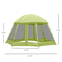 Outsunny Large Screen Tent, Hang Hook for Lantern at Night, 6-8 Person Tent Screen House, 2 Doors for Multiple-Person Entry, Breathable Outdoor Net Canopy Tent, Dome, 16' x 16', Green(m-3)