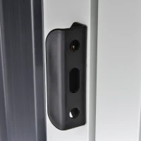 Outsunny 4' x 8' Steel Garden Storage Shed Lean to Shed Outdoor Metal Tool House with Lockable Door and 2 Air Vents for Backyard, Patio, Lawn(m-13)