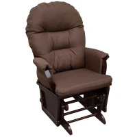 HOMCOM Nursery Glider Rocking Chair with Ottoman, Thick Padded Cushion Seating and Wood Base, Brown(m-9)