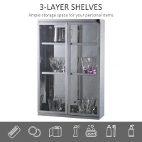 HOMCOM Vertical 24" x 16" Stainless Steel Bathroom Wall-Mounted Glass Medicine Cabinet(m-4)