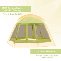 Outsunny Large Screen Tent, Hang Hook for Lantern at Night, 6-8 Person Tent Screen House, 2 Doors for Multiple-Person Entry, Breathable Outdoor Net Canopy Tent, Dome, 16' x 16', Green(m-5)
