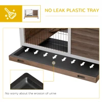 PawHut Indoor Rabbit Enclosure, on Wheels, Indoor Bunny Cage Small Animal House with Pull Out Tray Casters Ramp, 35.5" x 21" x 23", Brown(m-6)