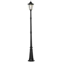 Outsunny 92.5" Outdoor Lamp Post Light, Solar-Powered Streetlight, w/ Clear Glass, Black
