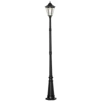 Outsunny 92.5" Outdoor Lamp Post Light, Solar-Powered Streetlight, w/ Clear Glass, Black(m-1)