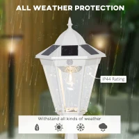 Outsunny 22" Outdoor Solar Lamp Post Light, All Weather Protection, for Backyard, White(m-4)