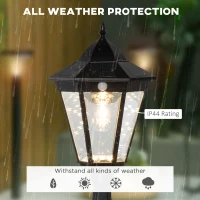 Outsunny 22" Outdoor Solar Lamp Post Light, All Weather Protection for Backyard, Black(m-4)