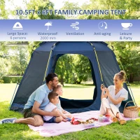 Outsunny 6 Person Camping Tent w/ Pop-up Design, 4 Windows, 2 Doors, Portable Carry Bag(m-4)
