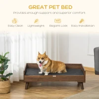 PawHut Elevated Dog Bed with Soft Sponge Cushion, Modern Wood Dog Bed, High and Upraised off of Durable Steel Legs, Coffee Bean, Jet Black(m-4)