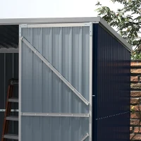 Outsunny 11' x 6' Storage Shed w/ Lockable Door, Galvanized Metal Utility Outdoor Shed for Backyard, Bike, Patio, Light Gray(m-12)