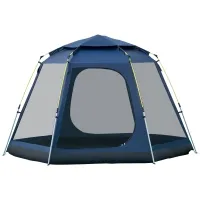 Outsunny 6 Person Camping Tent w/ Pop-up Design, 4 Windows, 2 Doors, Portable Carry Bag(m-1)