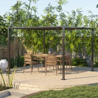 Outsunny 10' x 10' Outdoor Louvered Pergola Patio Aluminum Gazebo with Adjustable Roof, Grey(m-2)