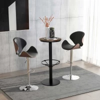 HOMCOM 42" Rustic Bar table Industrial Metal Pine Wood Top Adjustable Standing Pub Table(m-8)