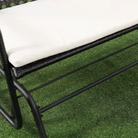 Outsunny 2-Person Outdoor Glider Bench, Handwoven PE Plastic Rattan Furniture, Cushioned Rocking Chair Loveseat for Backyard Garden Porch, Brown(m-8)