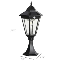 Outsunny 22" Outdoor Solar Lamp Post Light, All Weather Protection for Backyard, Black(m-3)