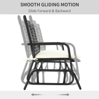 Outsunny 2-Person Outdoor Glider Bench, Handwoven PE Plastic Rattan Furniture, Cushioned Rocking Chair Loveseat for Backyard Garden Porch, Brown(m-4)