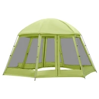Outsunny Large Screen Tent, Hang Hook for Lantern at Night, 6-8 Person Tent Screen House, 2 Doors for Multiple-Person Entry, Breathable Outdoor Net Canopy Tent, Dome, 16' x 16', Green(m-1)