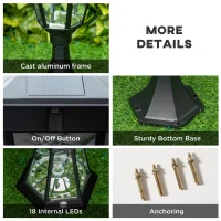 Outsunny 22" Outdoor Solar Lamp Post Light, All Weather Protection for Backyard, Black(m-7)