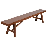Outsunny Outdoor Garden Bench, 79" Long Patio Wooden Picnic Bench for 3 People, Backless Oil Finished for Backyard and Porch, Brown(m-2)