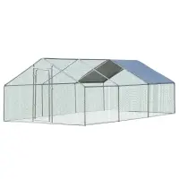 PawHut Large Chicken Coop Metal Chicken Run for Chicken with Waterproof and Anti-UV Cover, Spire Shaped Walk-in Fence Cage Hen House for Outdoor and Yard Farm Use, 1.26" Dia, 9.8' x 19.7' x 6.4'(m-1)