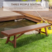 Outsunny Outdoor Garden Bench, 79" Long Patio Wooden Picnic Bench for 3 People, Backless Oil Finished for Backyard and Porch, Brown(m-4)