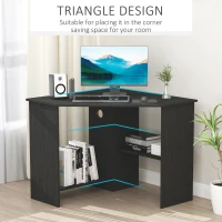 HOMCOM Corner Computer Desk with Storage Shelf, Writing Table Study Workstation for Home Office, Black(m-5)