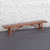 Outsunny Outdoor Garden Bench, 79" Long Patio Wooden Picnic Bench for 3 People, Backless Oil Finished for Backyard and Porch, Brown(m-6)