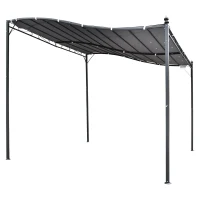 Outsunny Durable 10x10 Steel Pergola, Wall-Mounted with Canopy for Patio Perfect for Homeowners, Gray(m-11)