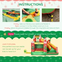 Outsunny Christmas 4-in-1 Kids Inflatable Bounce House Jumping Castle Trampoline, Pool, Slide, Climbing Wall with Christmas Tree Pattern Storage Bag & Air Blower(m-5)