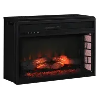 HOMCOM 27" Electric Fireplace Insert, Retro Recessed Fireplace Heater with Realistic Log Flame, Remote Control, and Adjustable Brightness, 1400W, Black(m-1)